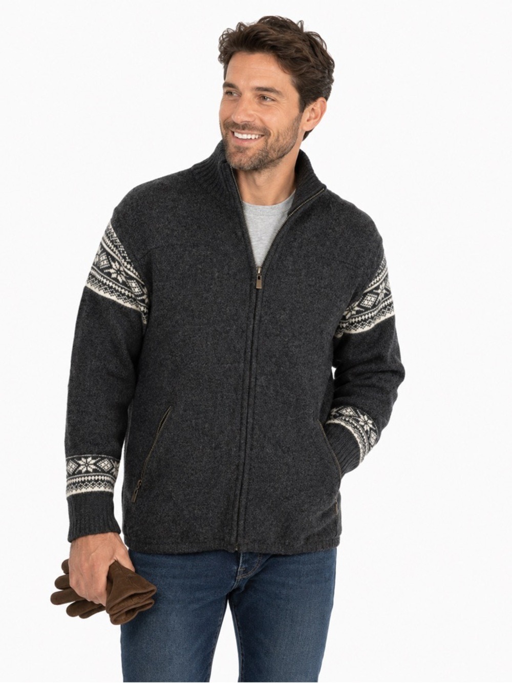 Nordic Designs Fair Isle Cardigan Men’s Small Wool Knit Icelandic Casual Layer